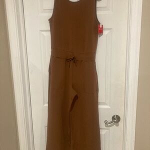 SPANX Petite small cocoa Wide-Leg airessentials Jumpsuit with Adjustable Waist